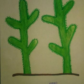 Drawing titled "Dessin de cactus" by Dave Dawood, Original Artwork, Pencil