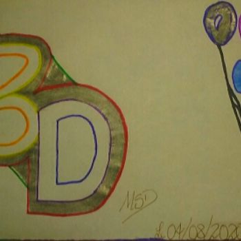 Dessin intitulée "Happy Birth Day to…" par Dave Dawood, Œuvre d'art originale, Crayon