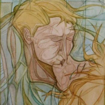 Schilderij getiteld "beijo e lagrimas" door Miguel Westerberg, Origineel Kunstwerk