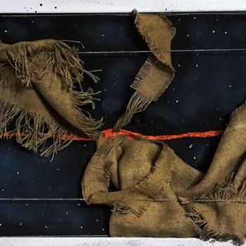 Textile Art titled "Проект "Рождение Вс…" by V.Mihan, Original Artwork, Fabric Mounted on Wood Panel