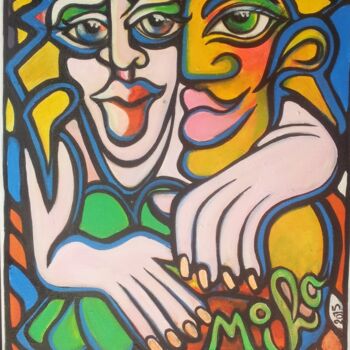 Pintura intitulada "Les amoureux de mai" por Miha, Obras de arte originais, Acrílico