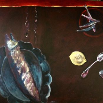 Painting titled "Fish Dish" by Mihaela Dulea, Original Artwork