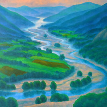 Peinture intitulée "The River II" par Mikhaela Ivanova, Œuvre d'art originale, Huile Monté sur Châssis en bois