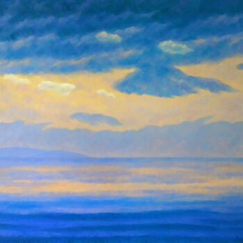 Painting titled "Sunset Horizons II" by Mikhaela Ivanova, Original Artwork, Oil Mounted on Wood Stretcher frame