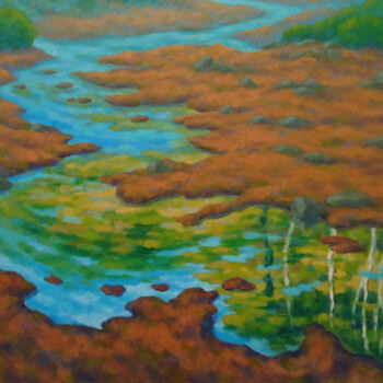 Painting titled "The River of Life II" by Mikhaela Ivanova, Original Artwork, Oil Mounted on Wood Stretcher frame