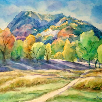 Drawing titled "Autumn in the mount…" by Mikhaela Ivanova, Original Artwork, Watercolor