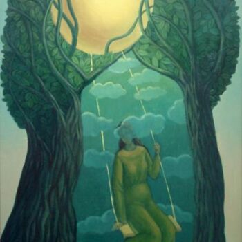 Pittura intitolato "Sunny swing" da Mikhaela Ivanova, Opera d'arte originale, Olio Montato su Telaio per barella in legno