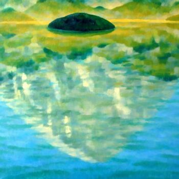 Ζωγραφική με τίτλο "Blessed island III" από Михаела Иванова, Αυθεντικά έργα τέχνης, Λάδι Τοποθετήθηκε στο Ξύλινο φορείο σκελ…