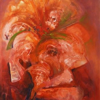 Pittura intitolato ""Red Imagination"" da Mihaela Ionescu, Opera d'arte originale, Olio
