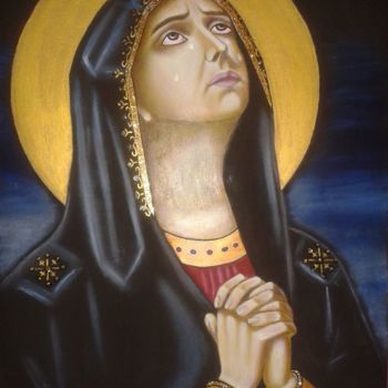 Painting titled "Saint Mary" by Mihaela Art, Original Artwork, Oil