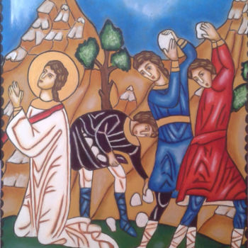 Schilderij getiteld "The Martyr of Saint…" door Mihaela Art, Origineel Kunstwerk, Olie
