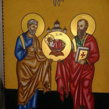Pintura intitulada "St Peter & St Paul" por Mihaela Art, Obras de arte originais, Óleo
