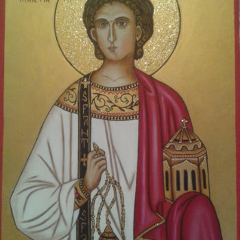 Painting titled "Saint Stefan (First…" by Mihaela Art, Original Artwork, Oil