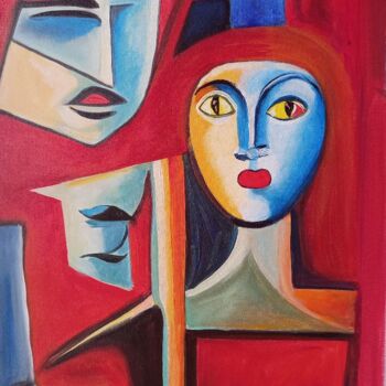 Painting titled "Masks" by Mihai Denis, Original Artwork, Acrylic