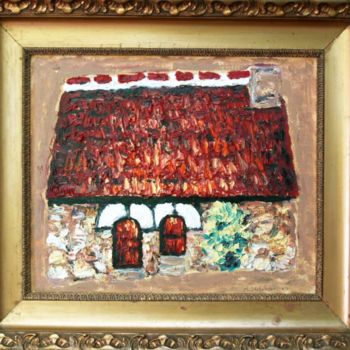 Schilderij getiteld "Cottage in France" door Mihai Sarbulescu, Origineel Kunstwerk, Olie