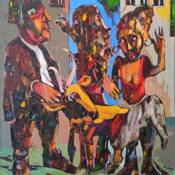 Painting titled "Accidental meeting" by Mihran Manukyan, Original Artwork, Oil Mounted on Wood Stretcher frame
