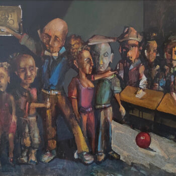 Painting titled "Examination" by Mihran Manukyan, Original Artwork, Oil Mounted on Wood Stretcher frame