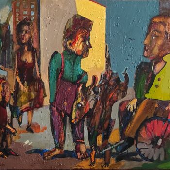 제목이 "Intimate conversati…"인 미술작품 Mihran Manukyan로, 원작, 기름 나무 들것 프레임에 장착됨