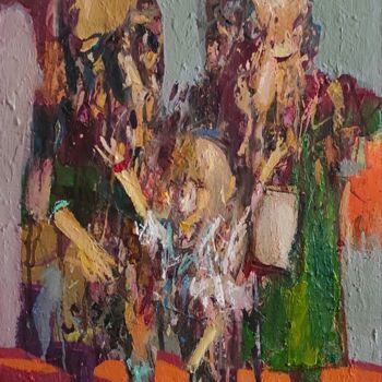 Painting titled "Dancing child" by Mihran Manukyan, Original Artwork, Oil Mounted on Wood Stretcher frame
