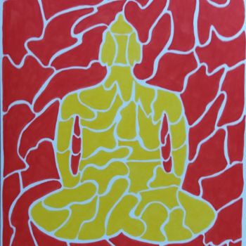 Dessin intitulée "Bouddha" par Mihucette, Œuvre d'art originale, Marqueur