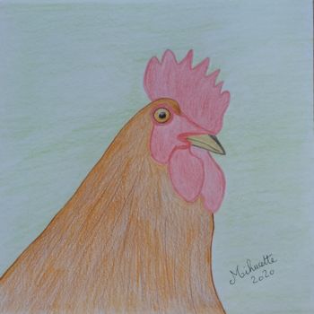 Desenho intitulada "Coq" por Mihucette, Obras de arte originais, Lápis