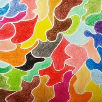 Drawing titled "Multicolore" by Mihucette, Original Artwork, Pencil