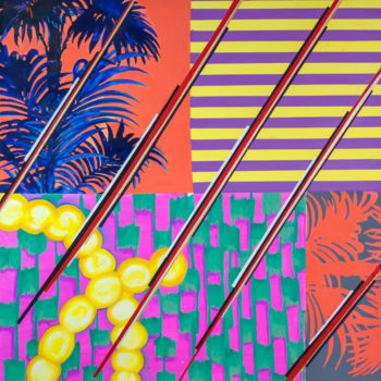 「Stripes palm」というタイトルの絵画 Mijal Zachsによって, オリジナルのアートワーク, アクリル