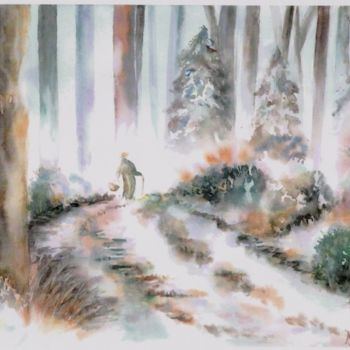 Pittura intitolato "senteurs hivernales" da Mijo Chambon, Opera d'arte originale, Acquarello