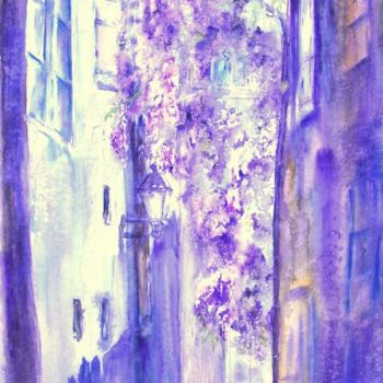 Painting titled "cascade Glycine" by Mijo Chambon, Original Artwork, Watercolor