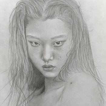 Drawing titled "Jeune femme asiatiq…" by Magoah, Original Artwork, Pencil