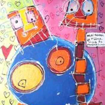 Malerei mit dem Titel "Je t'aime mais tu p…" von Mika, Original-Kunstwerk