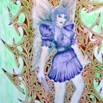 Painting titled "sexy fairy" by Draig Anchan, Original Artwork, Oil