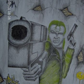 Картина под названием "the green killer" - Draig Anchan, Подлинное произведение искусства, Масло
