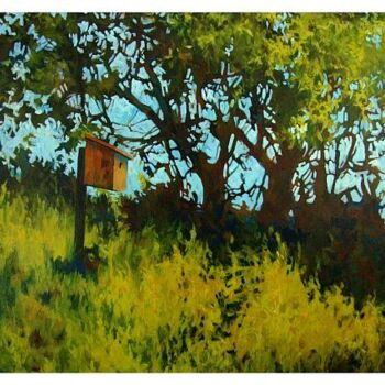 Painting titled "Bird Box" by Mike Dendy, Original Artwork, Oil