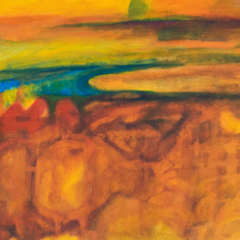 Painting titled "Green sun" by Michael Filimonenok, Original Artwork, Gouache