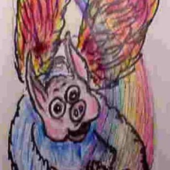 Painting titled "VII-10 ANGEL PIG[WH…" by Mike Granatt, Original Artwork, Other