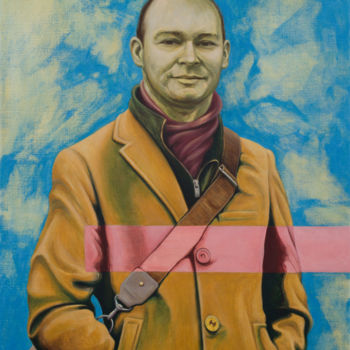 Painting titled "Portrait mit Nullpu…" by Mike Kliemand, Original Artwork, Tempera