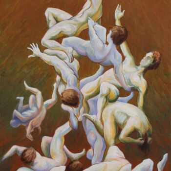 Painting titled "Niedergang" by Mike Kliemand, Original Artwork, Tempera