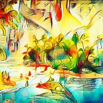 Цифровое искусство под названием "caribbean sunset" - Mike Pi, Подлинное произведение искусства, Карандаш Установлен на плек…