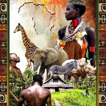 Digitale Kunst mit dem Titel "African Tribal Queen" von Mike Redmon, Original-Kunstwerk, Andere