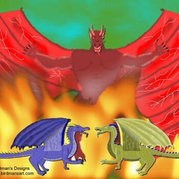 Schilderij getiteld "Lord of Dragons" door Mike Sexton, Origineel Kunstwerk, Anders