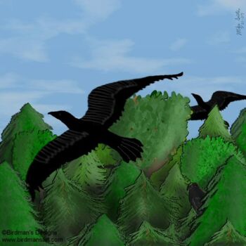 「Crow Forest」というタイトルの絵画 Mike Sextonによって, オリジナルのアートワーク, オイル