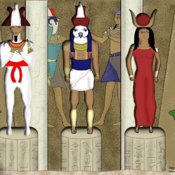Peinture intitulée "Egyptian Trinity" par Mike Sexton, Œuvre d'art originale, Huile