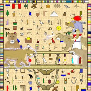 「Sekhmet Papyrus」というタイトルの絵画 Mike Sextonによって, オリジナルのアートワーク, その他