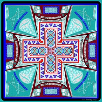 Картина под названием "Celtic Spiral Cross…" - Mike Sexton, Подлинное произведение искусства, Масло