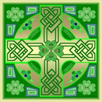 Malerei mit dem Titel "Celtic Clover Knot" von Mike Sexton, Original-Kunstwerk, Öl