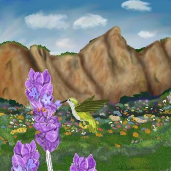 Painting titled "Hummingbird Meadows" by Mike Sexton, Original Artwork