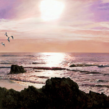 Schilderij getiteld "TOWARDS SUNSET" door Mike Smith, Origineel Kunstwerk, Olie
