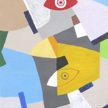 Peinture intitulée "Red eye" par Mike Smoller, Œuvre d'art originale, Acrylique Monté sur Autre panneau rigide