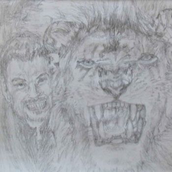Drawing titled "man_and_lion.jpg" by Mike Lee, Original Artwork